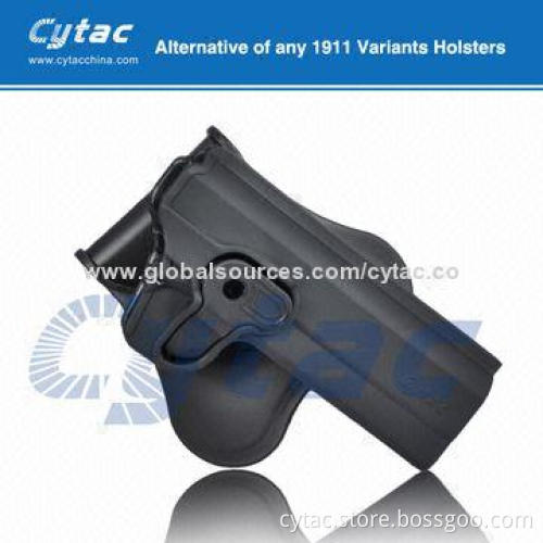 1911 pistol holster, polymer, designed with release button, soft silicone paddle